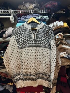 Vintage Croft & Barrow Chunky Knit Quarter Zip Gray Pullover Sweater Men’s Large